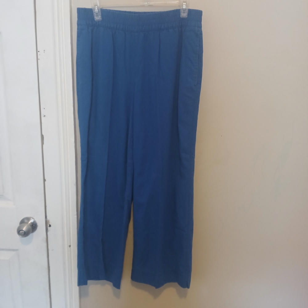 Old Navy Royal Blue Wide-Leg Linen Blend Pants